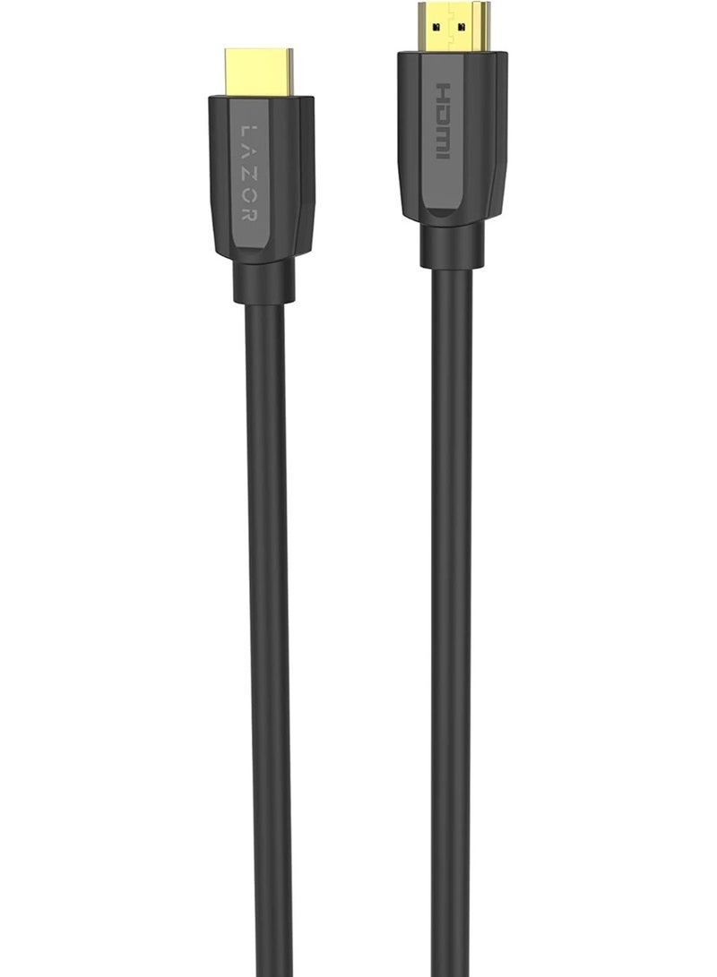 LAZOR HD02 HDMI Cable 24K Gold-plated connectors, 4K Ultra HD Cable,with 18Gbps High-Speed band width,compatible (Laptop,PS3/4,MONITOR,HD TV,DVD player, Projector, Display, STB), 1 Meters, Black - Image 1